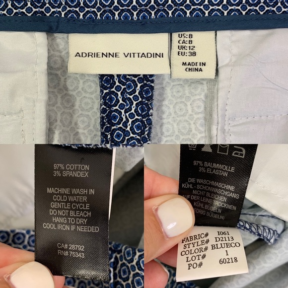ADRIENNE VITTADINI Blue & White Ankle Trousers - Picture 8 of 8